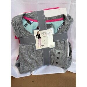 Pj Couture Gray Fleece PJ Set with Pink Trim and Aqua Lining